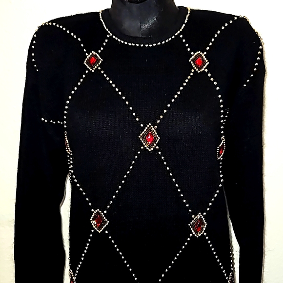 Vintage Karen Scott Silk Angora Holiday Sweater Size MP - Picture 3 of 9